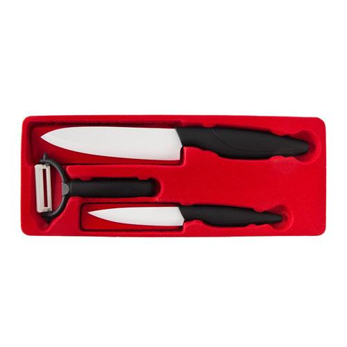 Box of 2 Ceramic Office and Chef Knives + 1 Tarrerias Bonjean White Blade Peeler